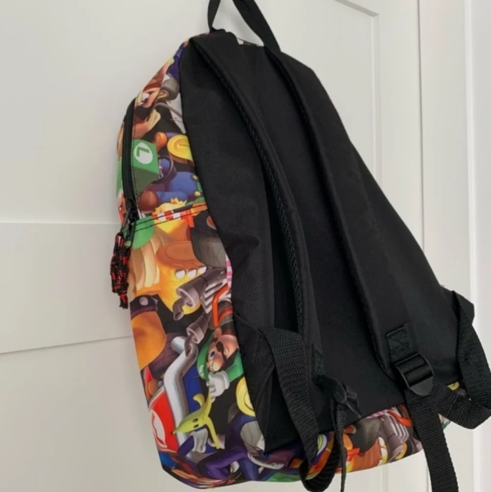 Mario Kart Backpack Book Bag Tote school colors Multicolor Blue Red Yellow Green